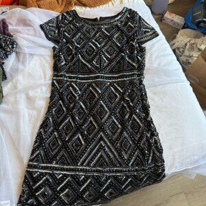 Elegant Black and Silver Geometric Dress